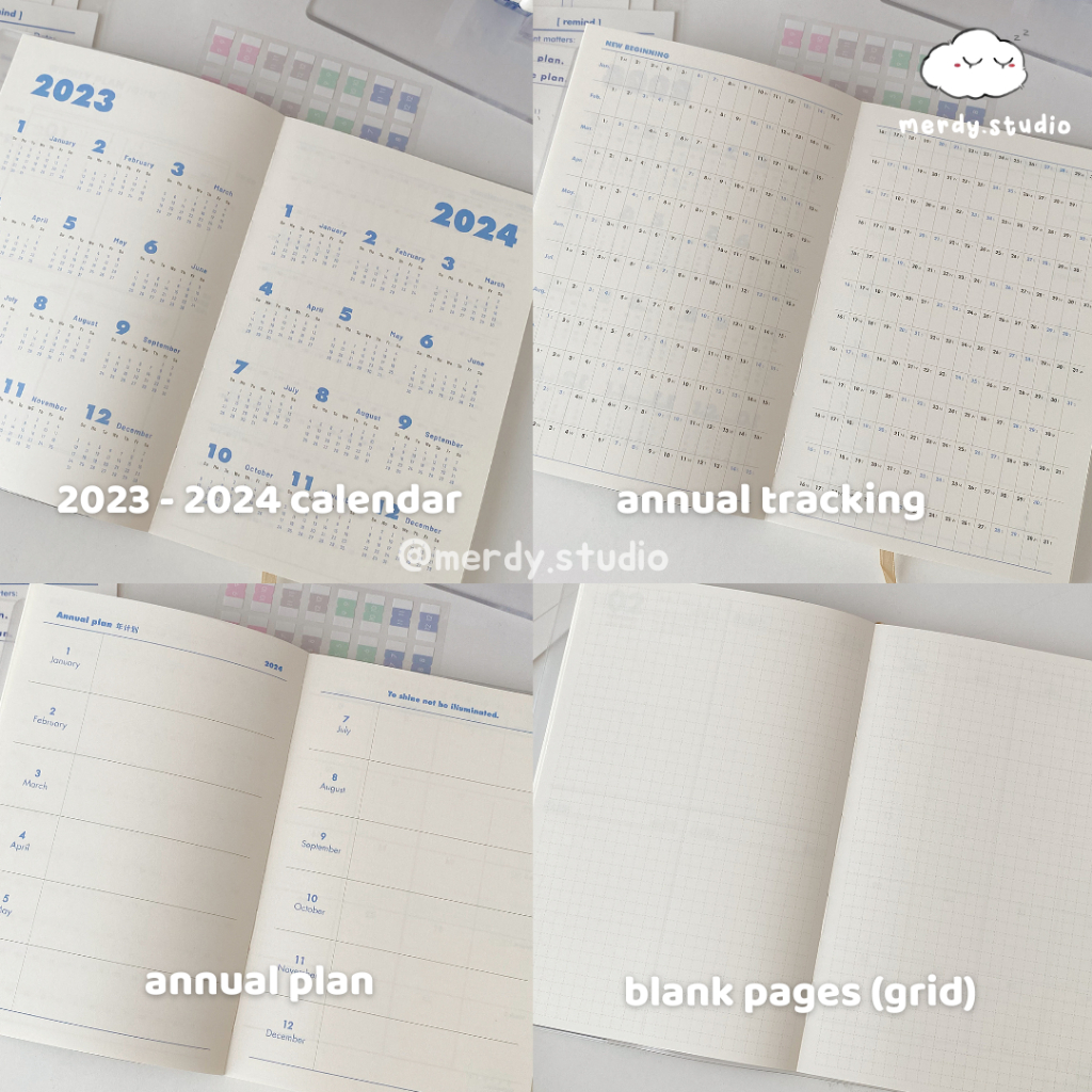 Sổ Planner 2024 PLANWITH đủ 9 màu bìa PU 196 trang - bản Weekly Plan