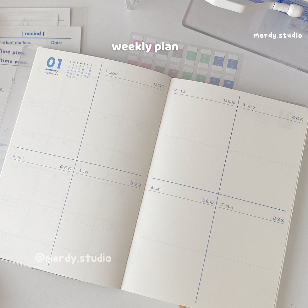 Sổ Planner 2024 PLANWITH đủ 9 màu bìa PU 196 trang - bản Weekly Plan