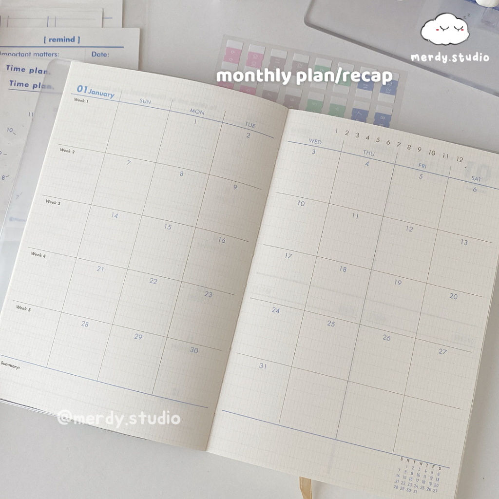 Sổ Planner 2024 PLANWITH đủ 9 màu bìa PU 196 trang - bản Weekly Plan