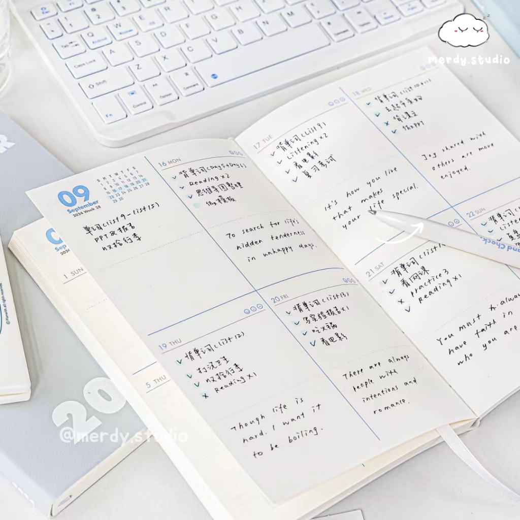 Sổ Planner 2024 PLANWITH đủ 9 màu bìa PU 196 trang - bản Weekly Plan