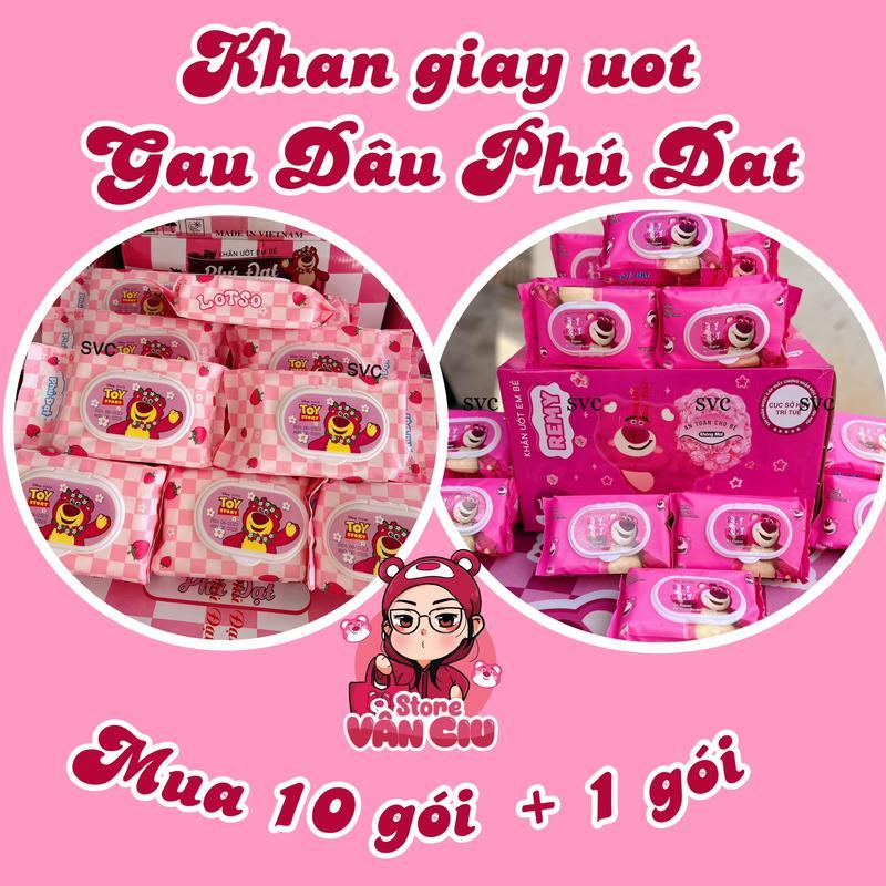 Khăn Ướt Gấu Dâu Phú Đạt Không Kèm Thùng Nhựa