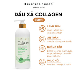 Dầu Xả COLLAGEN 800ml Giúp Dưỡng Tóc Khô, Tóc Xơ Rối Với Công Thức Giàu Collagen Phục Hồi Siêu Đỉnh Keratine Queen