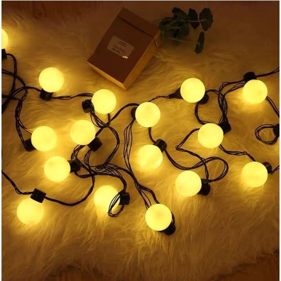 Dây Đèn Led Trang Trí Ngoài Trời  Dài 5m 20 Bóng Tròn Phi 5CM Cắm Điện Có Phích Nối Thêm Dây