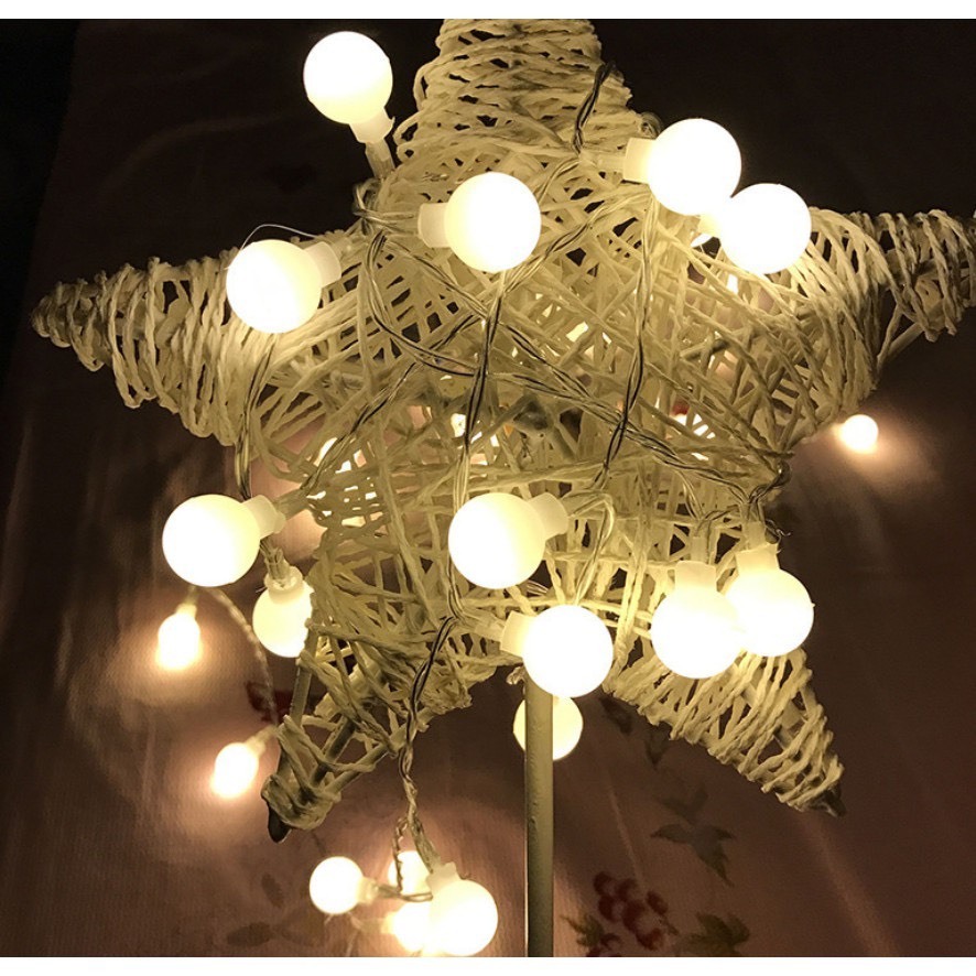 Dây Đèn Led Trang Trí Ngoài Trời  Dài 5m 20 Bóng Tròn Phi 5CM Cắm Điện Có Phích Nối Thêm Dây