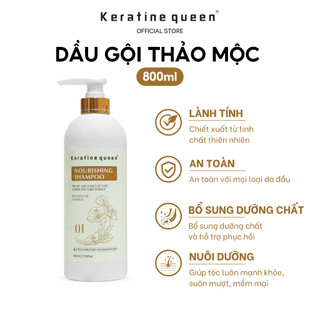 Dầu Gội THẢO MỘC 800ml Giúp Tóc Mềm Mịn Mượt Mà Óng Ả Với Tinh Chất Hoa và Thực Vật | Keratine Queen