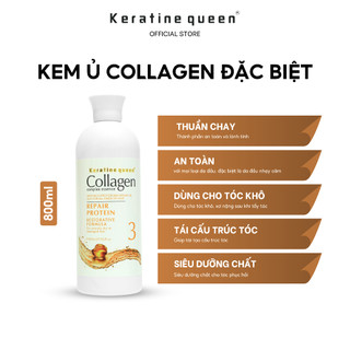 Kem Ủ Tóc Đặc Biệt COLLAGEN 800ml Giúp Dưỡng Tóc Khô, Tóc Xơ Rối Với Công Thức Phục Hồi Giàu Collagen Keratine Queen