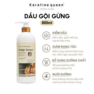 Dầu Gội GỪNG 800ml Bảo Vệ & Nuôi Dưỡng Mái Tóc Bị Mỏng, Chẻ Ngọn Với Vitatamin E Xử Lý Vấn Đề Tận Gốc Keratine Queen