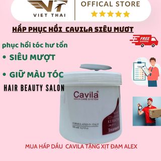 Hấp dầu phục hồi tóc hư tổn cavila colagen 500ml