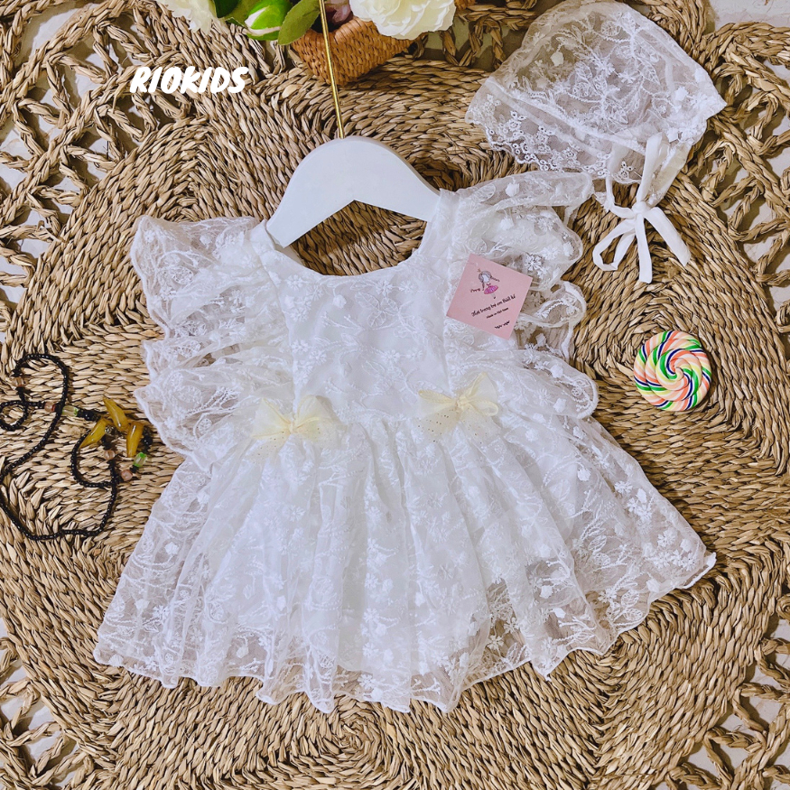 Body váy ren trắng cao cấp cho bé gái sơ sinh diện đi chơi tiệc, thôi nôi, đầy tháng - Riokids BD75