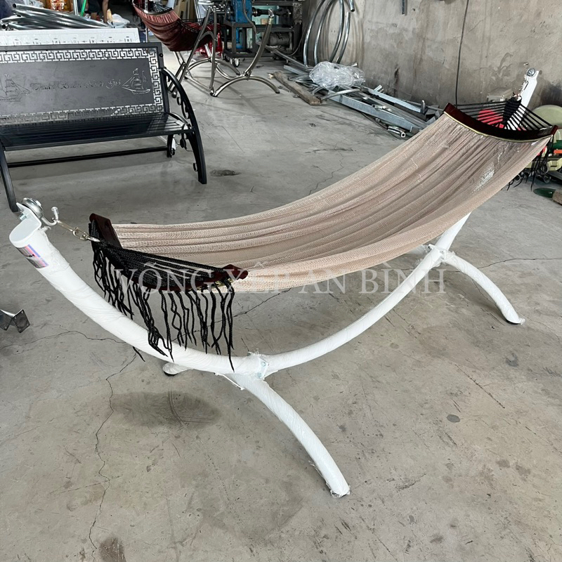 Võng bán nguyệt lắp ráp, khung thép mạ kẽm sơn tĩnh điện siêu bền, lưới võng Hàn Quốc màu sắc sang trọng không giãn