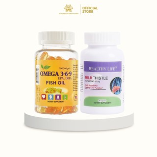 Combo Tăng cường đề kháng, thanh lọc cơ thể chăm sóc sức khoẻ Omega 369 100V + Milk Thistle 60V - Nature Gift USA
