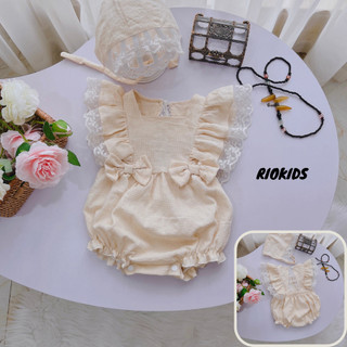 [4-11kg] Bodysuit tay cánh tiên kem RIOKIDS cho bé gái sơ sinh đi chơi, thôi nôi, đầy tháng BD118