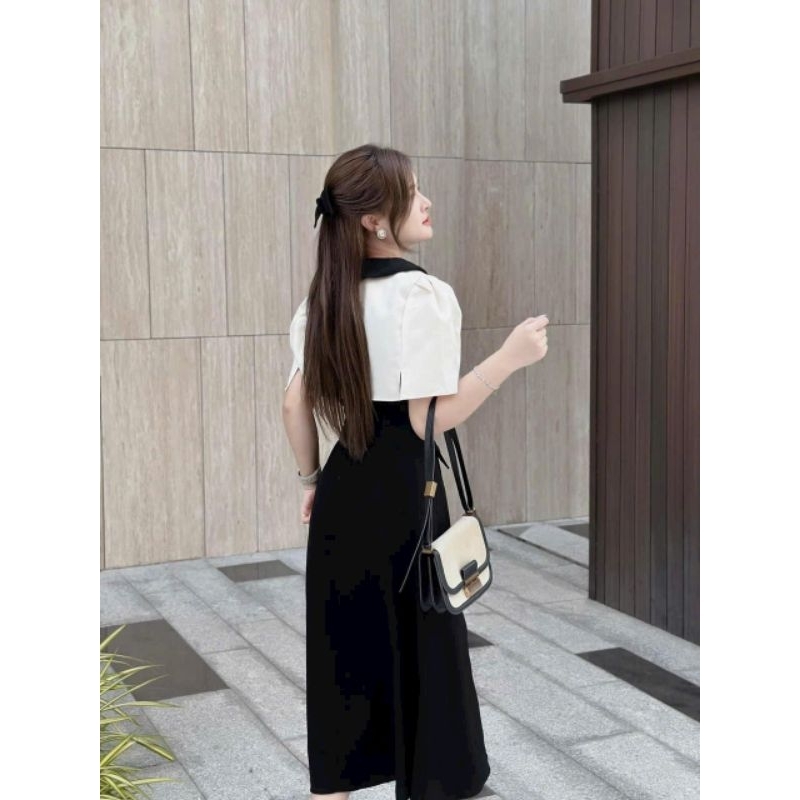 Đầm 2 dây thời trang nữ chất nhung cao cấp kèm áo khoác crop chất cotton lạnh,