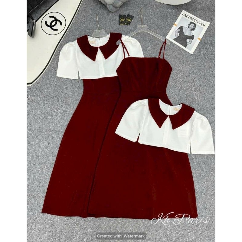 Đầm 2 dây thời trang nữ chất nhung cao cấp kèm áo khoác crop chất cotton lạnh,