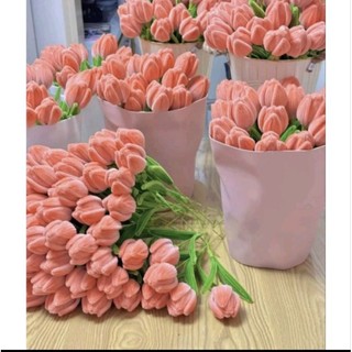 Hoa Tulip Derco Bằng Kẽm Nhung Nhà Coffee