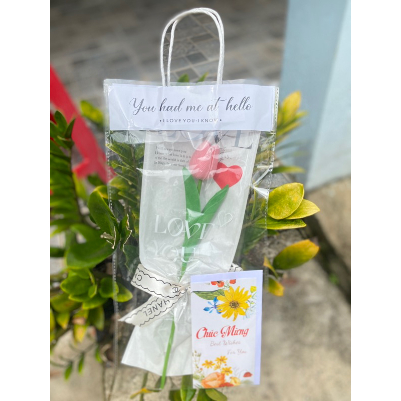 Hoa tuy lip 1 bông kèm túi và thiệp