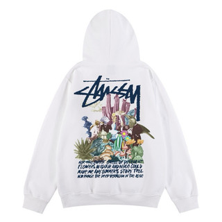 Áo hoodie stussy trắng full túi tag