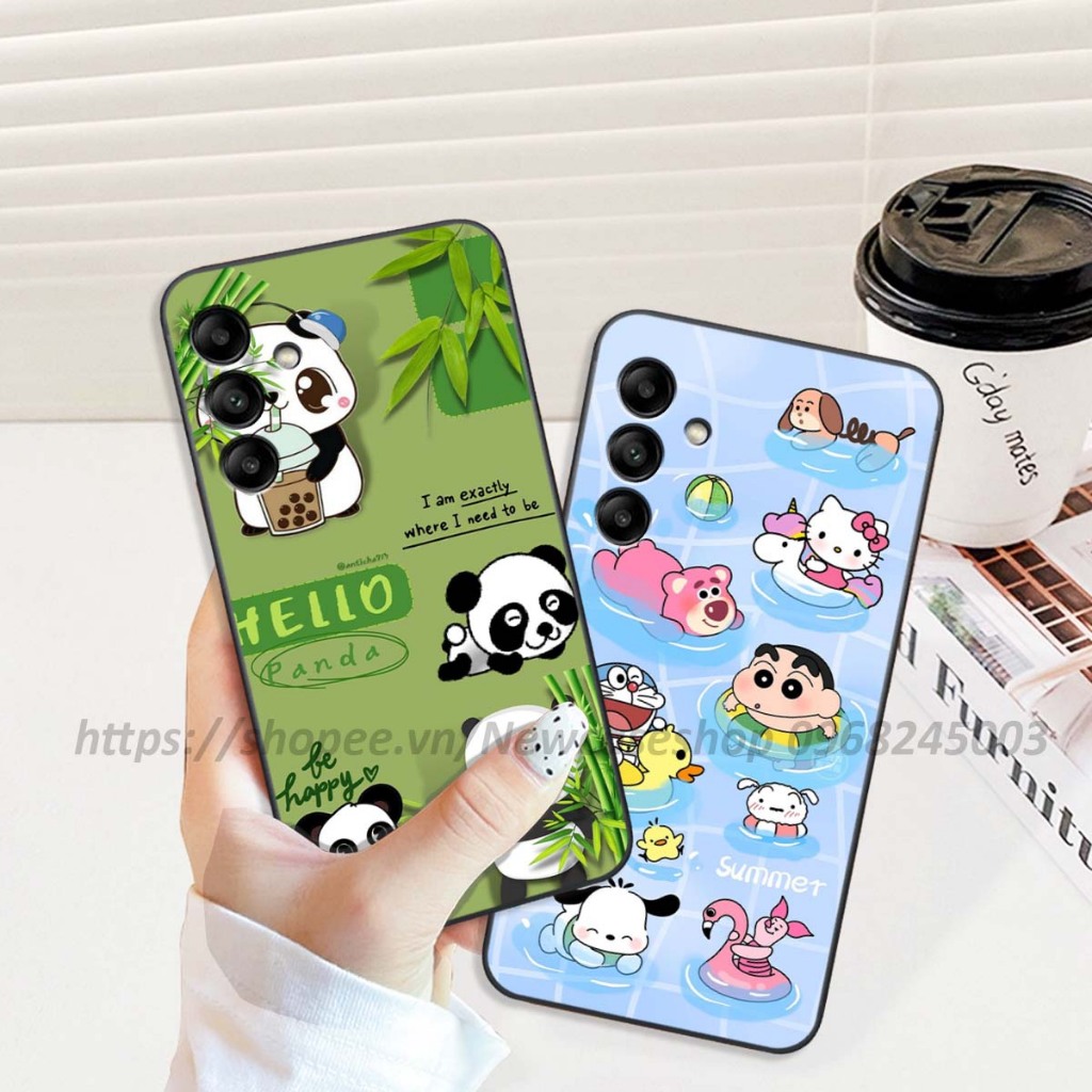 Ốp Samsung M14 / M34 5G / M54 5G / A54 5G viền vuông hình gấu dâu lotso,shin,gấu trúc cute dễ thương