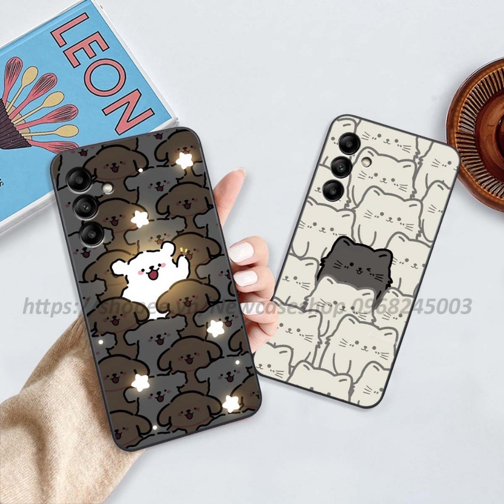 Ốp Samsung M14 / M34 5G / M54 5G / A54 5G viền vuông hình gấu dâu lotso,shin,gấu trúc cute dễ thương