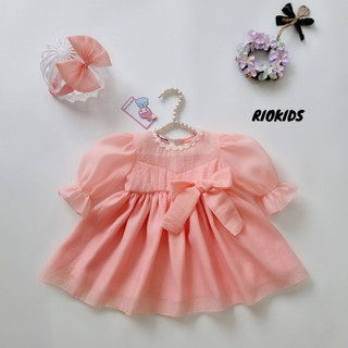 [3-28kg] Váy đầm công chúa hồng RIOKIDS cho bé gái sơ sinh đi chơi, tiệc, thôi nôi đầy tháng TT9