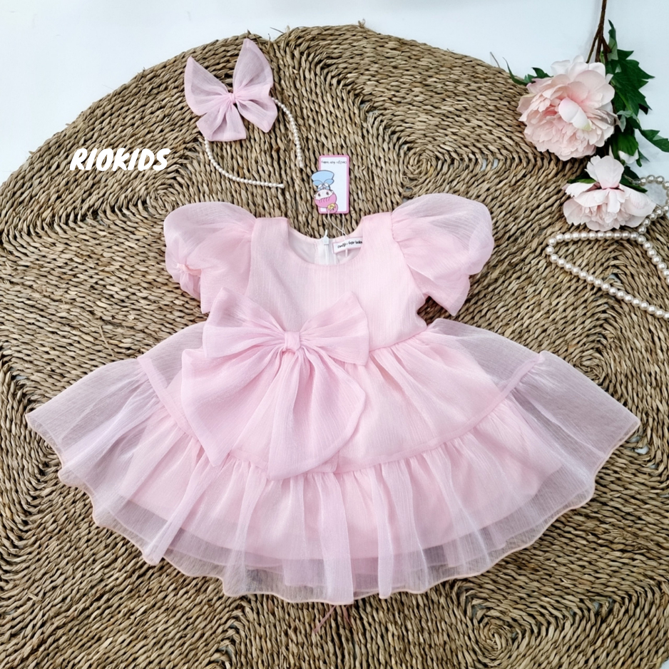 Váy đầm công chúa tiểu thư hồng thiết kế cao cấp cho bé gái diện đi chơi tiệc - Riokids TT10