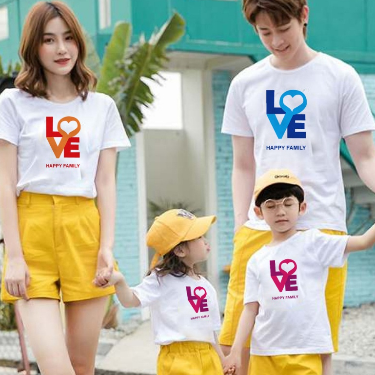 Áo Gia Đình 3 4 5 Người Đi Chơi Du Lịch Biển Mùa Hè In Khối Hình Chữ Love, Không Quần - KTQN TSHIRT AND UNIFORM