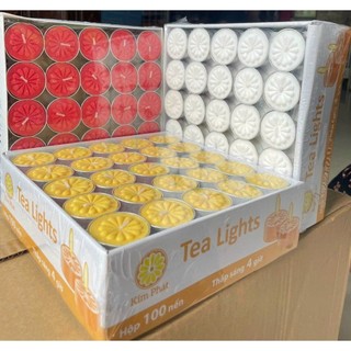 Nến tealight hoa mai 100 viên 4h - không khói - không mùi - an toàn môi trường
