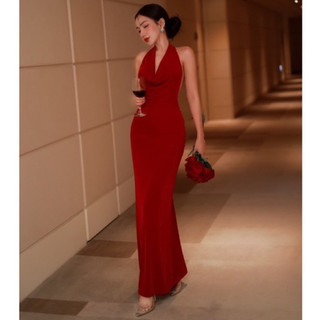 Đầm body đuôi cá cổ đổ hở lưng sexy gợi cảm ôm body