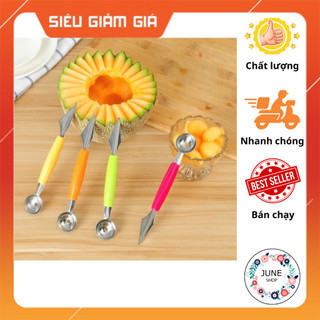 Muỗng tròn nạo trái cây, dao thìa khắc tỉa hoa quả 2 đầu