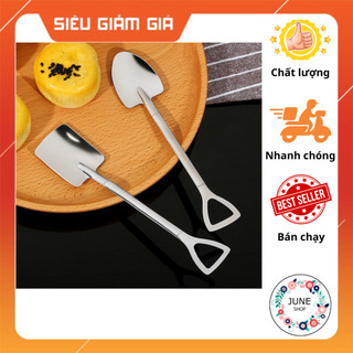 Thìa inox cán dài chất liệu cao cấp, muỗng ăn, múc kem trái cây hình xẻng sáng tạo tiện lợi