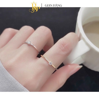  Nhẫn bạc nữ đính đá nhỏ xinh viền trơn cá tính ,bạc BNP 
