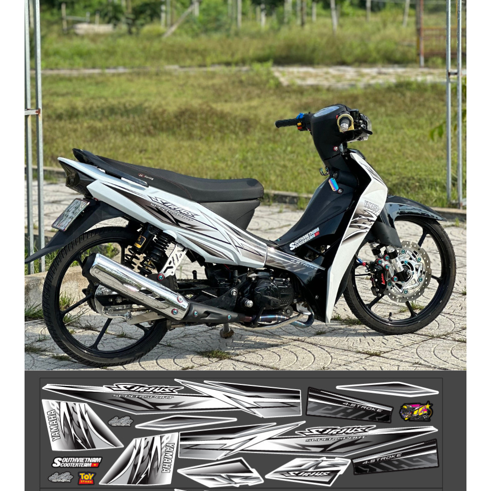 Tem sấm sét 3 lớp chống phai màu dán xe máy sirius 50 - 110