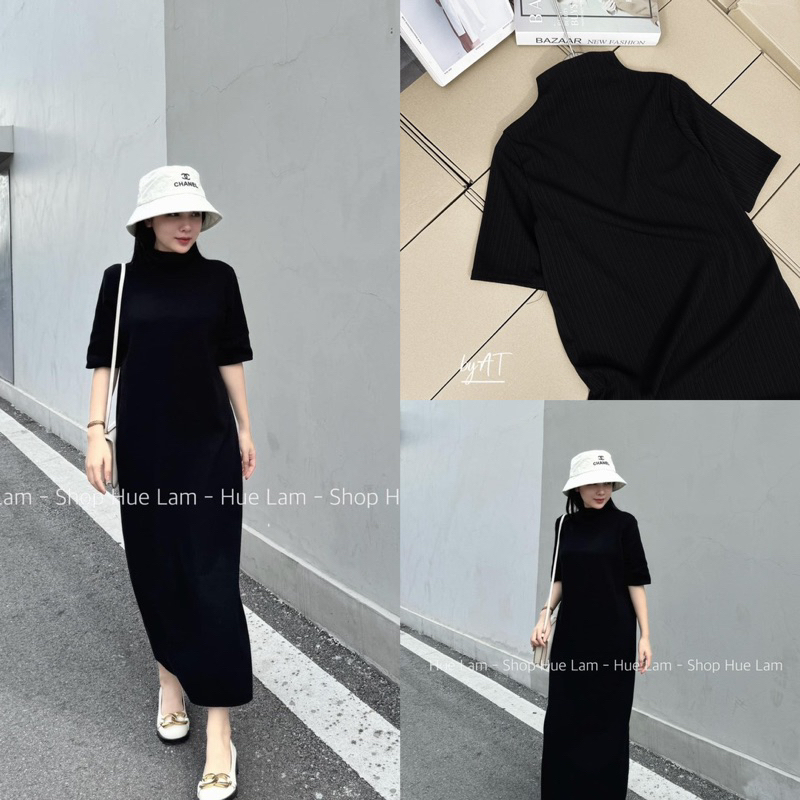 Váy suông cổ 3 phân len