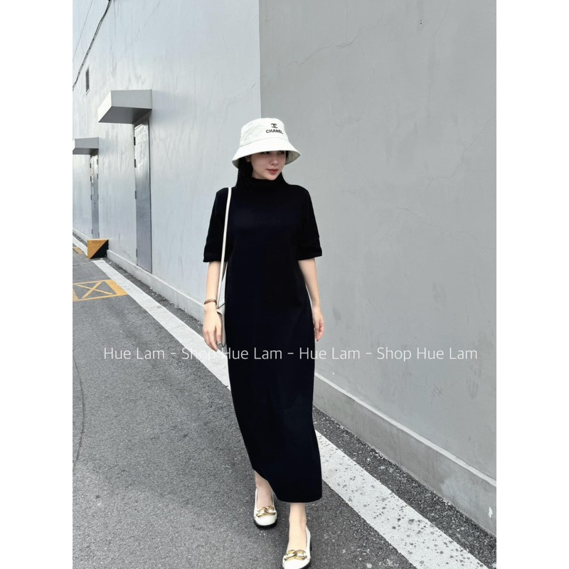 Váy suông cổ 3 phân len