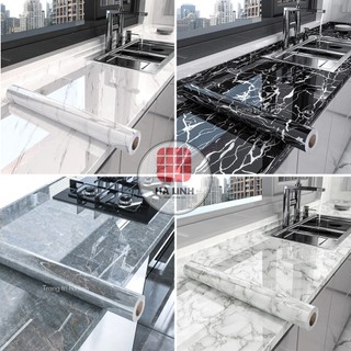 Giấy dán tường bếp giả vân đá 3D chịu nhiệt chống đầu mỡ, Decal dán tủ, bàn, ghế, phòng ăn nhà tắm