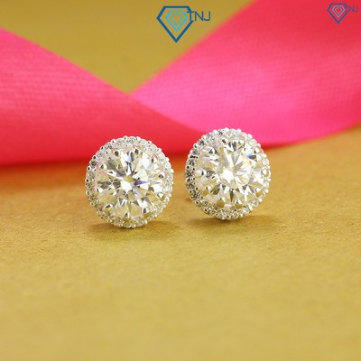 Bông tai nữ nụ đá Moissanite 7.5ly kèm thẻ tra cứu lấp lánh, sang trọng BTNM0006 - Trang Sức TNJ