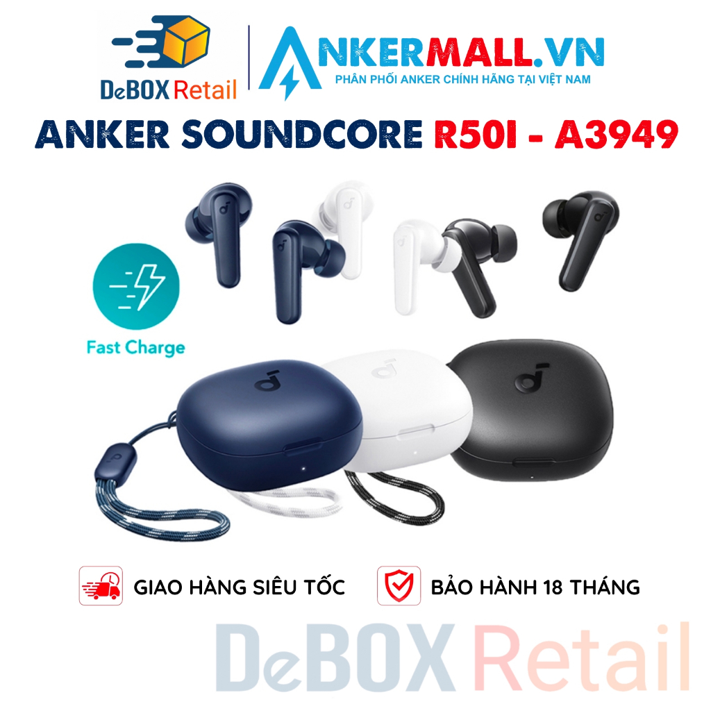 Tai Nghe Bluetooth TWS SoundCore R50i A3949 (By Anker) BT 5.3, Kháng nước IPX5, 22 chế độ EQ, Nghe Nhạc Đến 30H - Chính