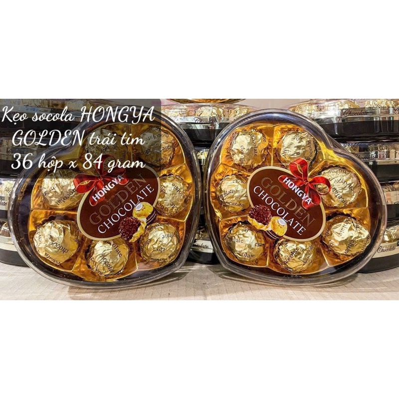 Socola GOLDEN HONGYA trái tim 8 viên Hộp vàng loại ngon