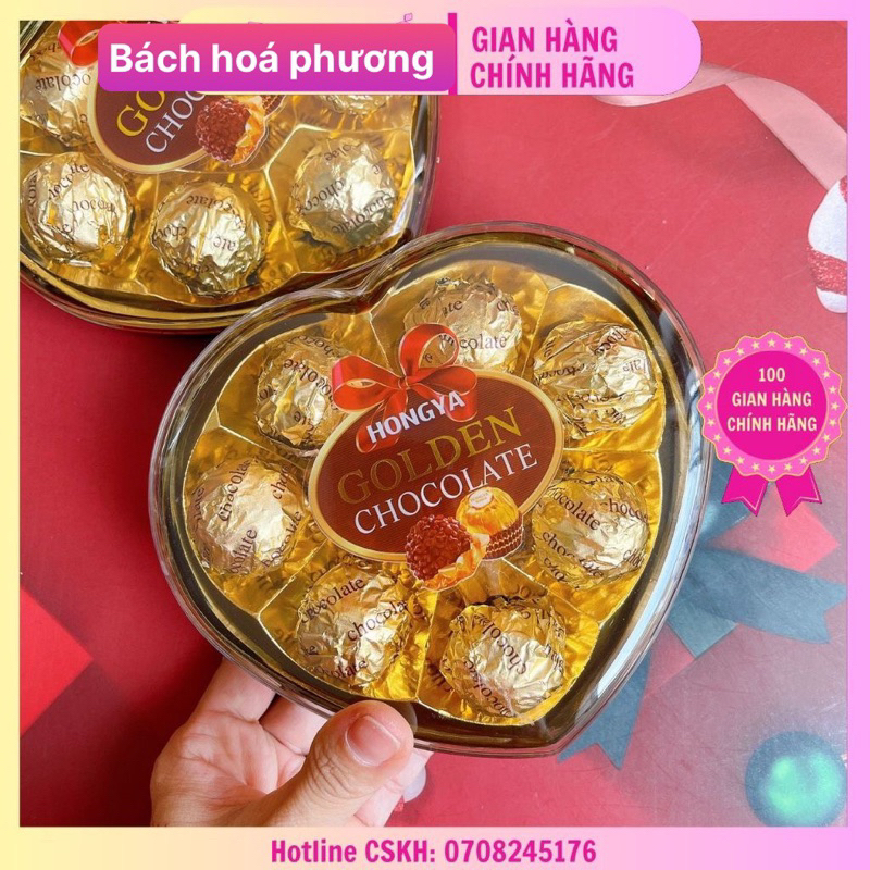 Socola GOLDEN HONGYA trái tim 8 viên Hộp vàng loại ngon