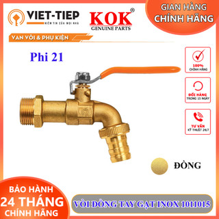 Vòi nước việt tiệp 1011015 vòi đồng 2 nửa tay gạt inox phi 21 được phân phối chính hãng bởi kok