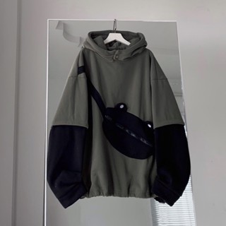 Áo Hoodie Dáng Rộng Phối Túi ẾCH Nón Rộng Tay Phồng Có 3 Màu Thời Trang Cho Nam Và Nữ( hàng mới )-fammiyshop