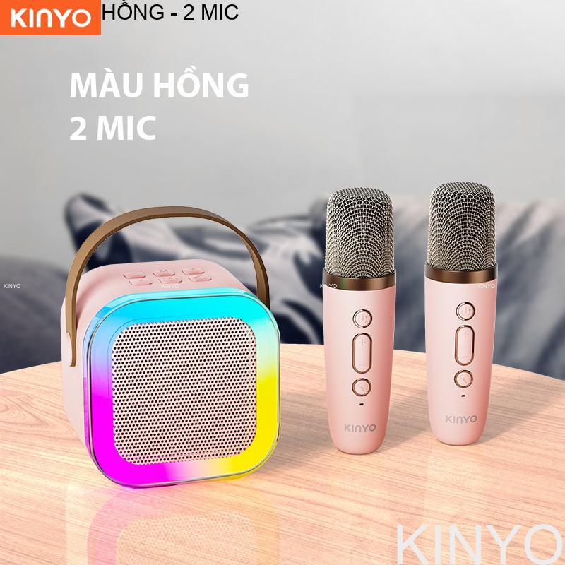 Loa bluetooth mic karaoke Kinyo có đèn led dễ thương,Loa Bluetooth Mini Karaoke Có Đèn Led Kèm Mic Không Dây