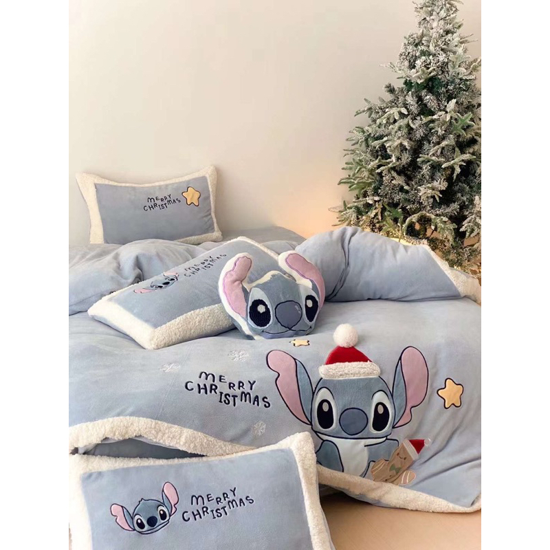 Bộ Chăn Ga Gối Nỉ Nhung Noel Hàng Nhập Khẩu Cao Cấp 5 Món Siêu Xinh Cho Bé Yêu
