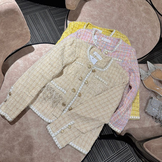 Ara Basic - (ảnh chụp thật) Áo khoác dạ Tweed mỏng dáng lửng