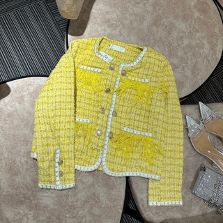 Ara Basic - (ảnh chụp thật) Áo khoác dạ Tweed mỏng dáng lửng