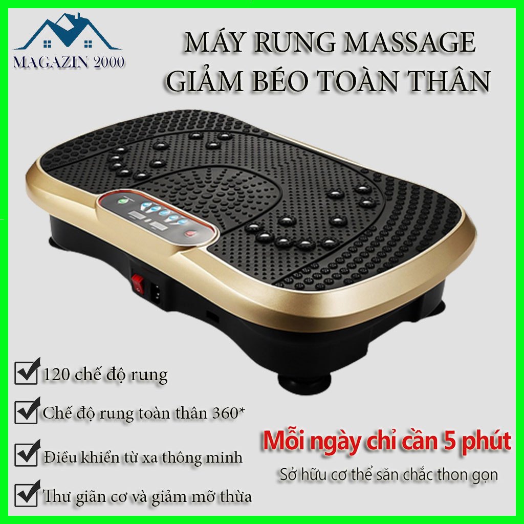 Máy rung lắc toàn thân, Máy rung massage giảm cân 120 chế độ trọng tải 150kg, có điều khiển từ xa kết nối bluetooth