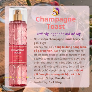 Body mist champagne toast xịt thơm toàn thân bath & body works | soul scent