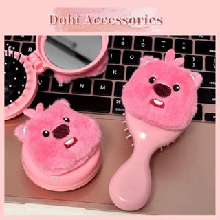 Bộ Make Up Gương Lược Chải Tóc Mini 2 Trong 1 Bằng Nhựa Gấp Gọn Hình Loopy Hồng Dễ Thương Dobi GL1