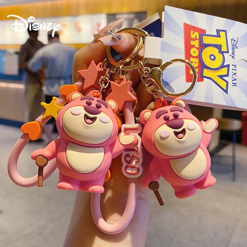 Móc khoá Gấu dâu Lotso hồng nhạt chính hãng
