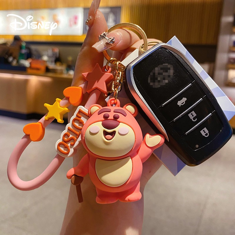 Móc khoá Gấu dâu Lotso hồng nhạt chính hãng